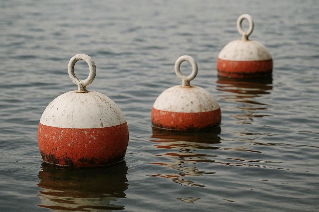 Boyas de amarre en la costa mediterránea